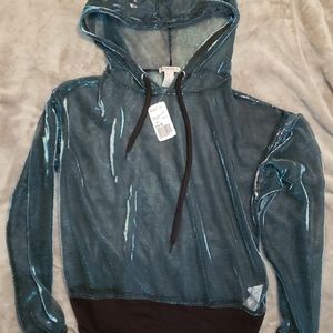 Iridescent Mesh Teal Hoodie